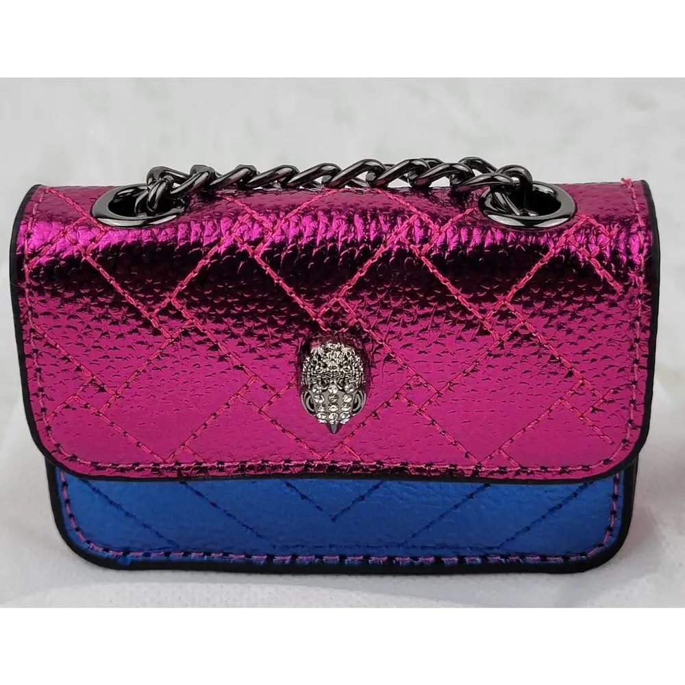 Designer Micro Mini Purse Metallic Pink Blue Crossbody Black Chain Bag Eagle New